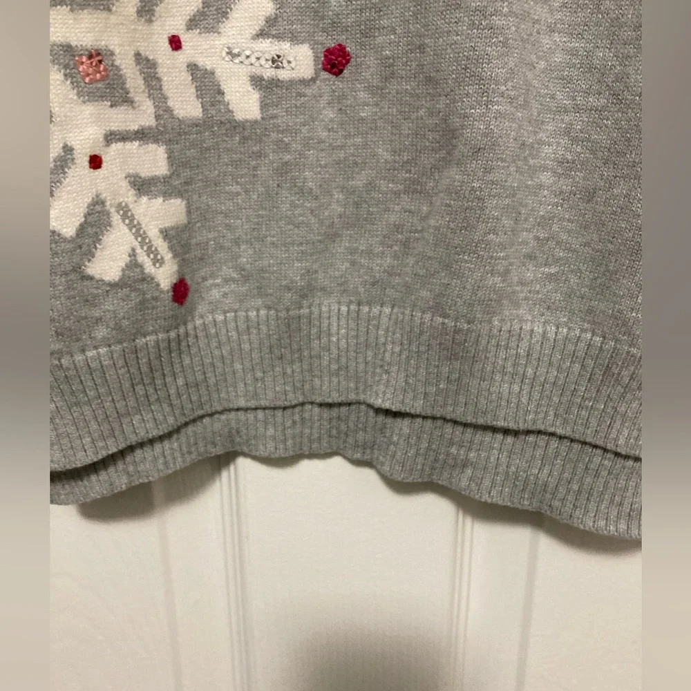 *Gymboree New Gray Knit Snowflake Print Sequin Kids Medium Sweater #G